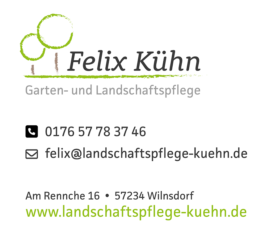 Felix Kühn - Grünpflege, Mäharbeiten, Heckenschnitt, Häckselarbeiten, Schredderarbeiten, Mulcharbeiten, Problembaumfällungen, Baggerarbeiten, 24h Sturmschaden-Notfall-Service in Wilnsdorf, Siegen und Umgebung